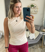SAND DRAPED STRETCHY BLOUSE