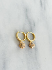 CLEAR PAVÉ BALL HUGGIE EARRINGS
