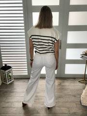 WHITE SLIT FLARE JEAN