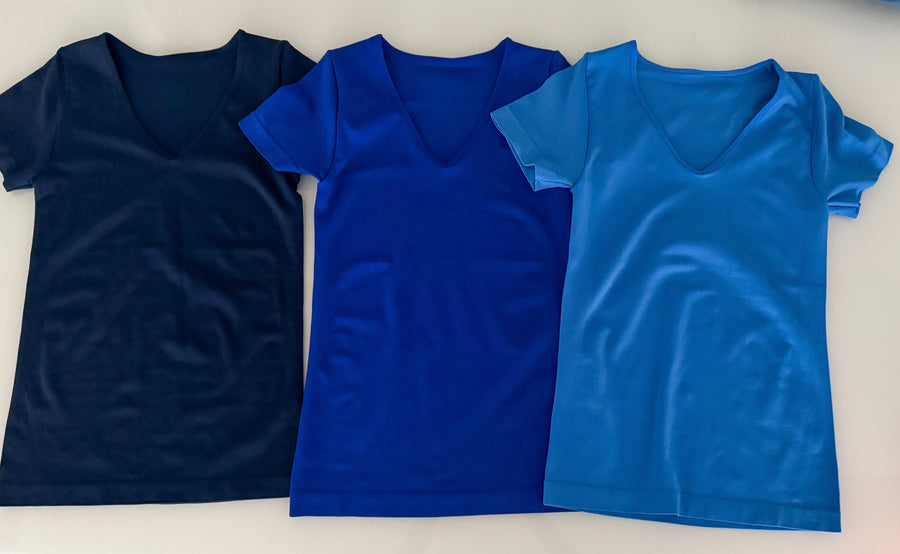 BLUE SHADES SHORT SLEEVE BASIC TOPS