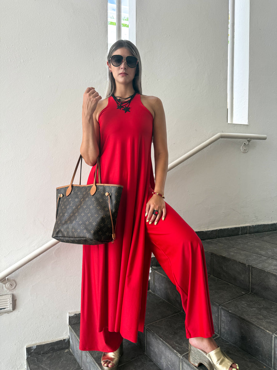 PIA RED RACERBACK TOP & PANT SET