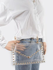 GOLD STUDDED TRANSPARENT CROSSBODY