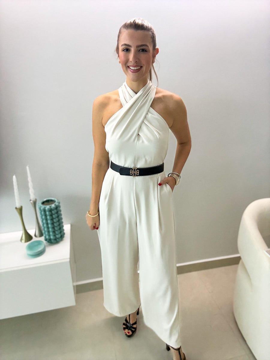 GRAY HALTER JUMPSUIT