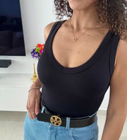 V-NECK RIBBED LONG TANK TOP