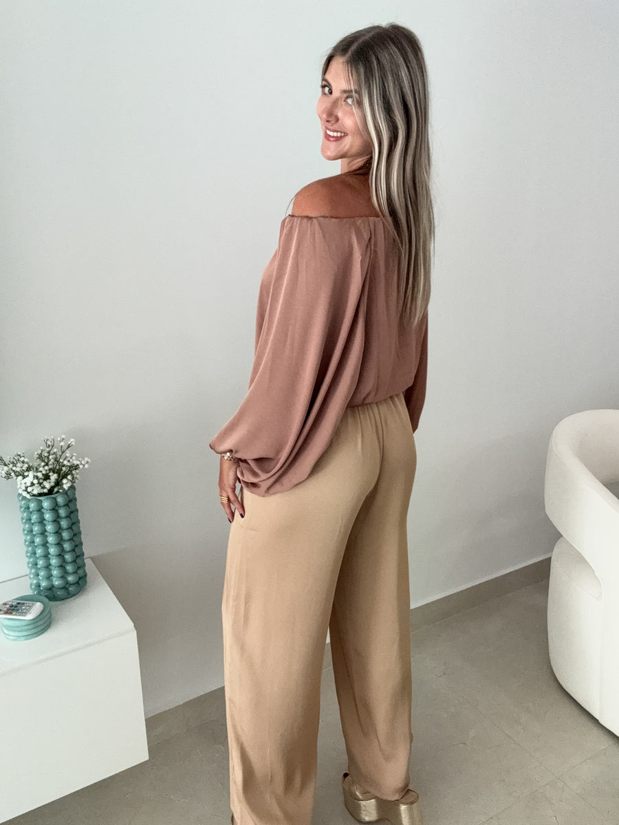 TAN SILKY PANTS