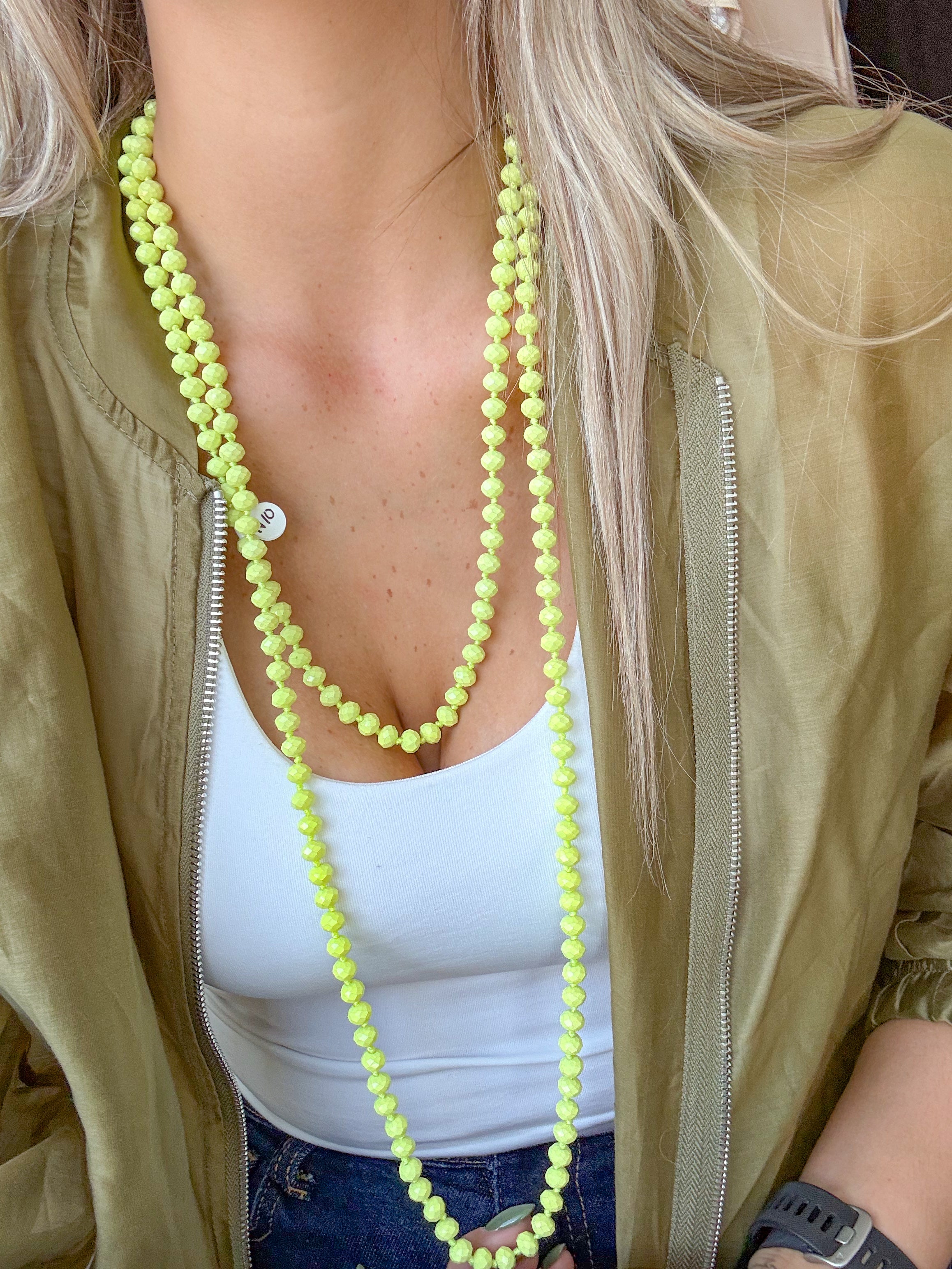 NEON YELLOW RONDELLE NECKLACE