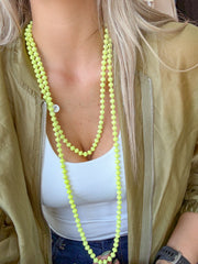 NEON YELLOW RONDELLE NECKLACE