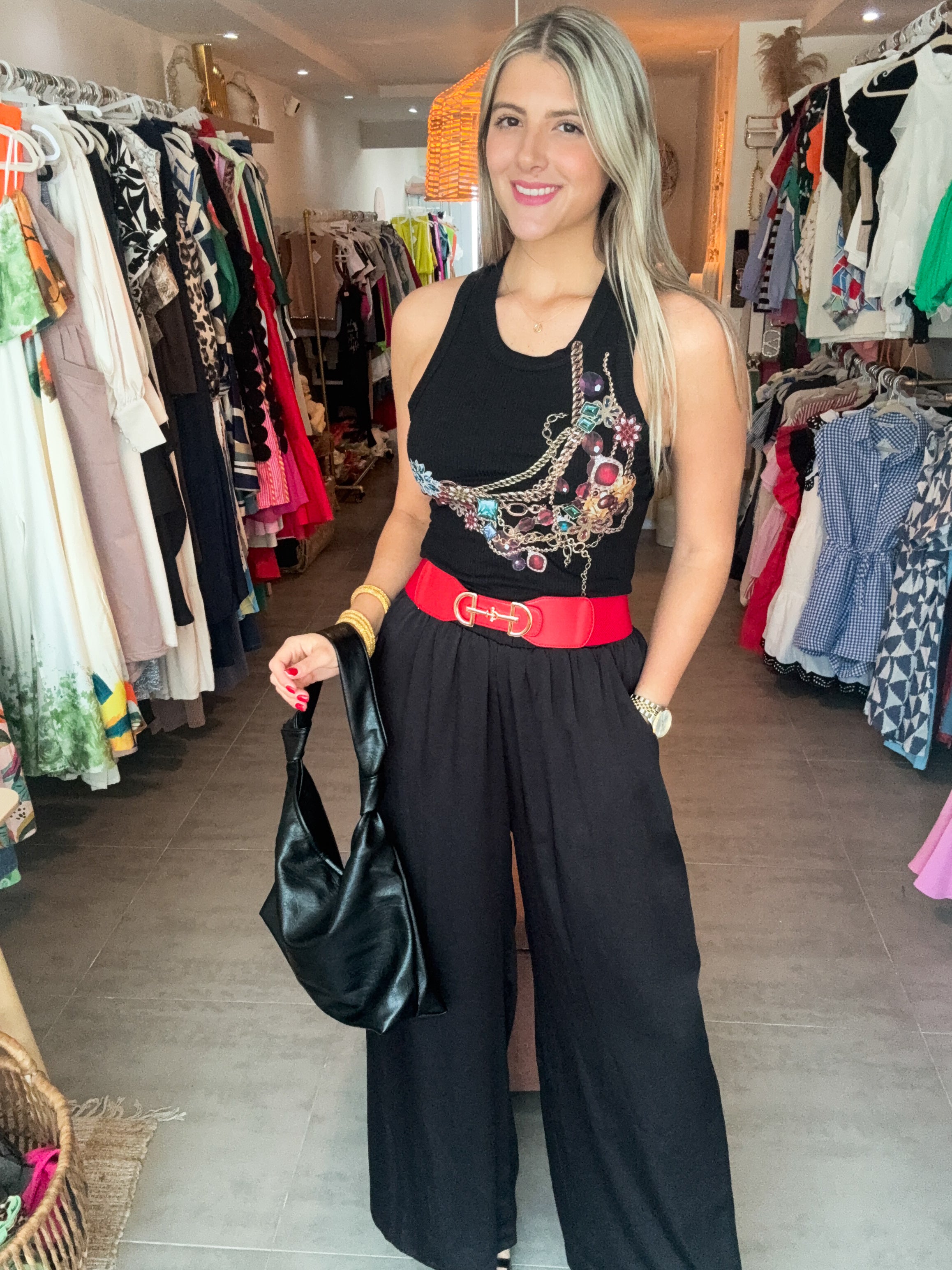 BLACK CHAINS TANK TOP