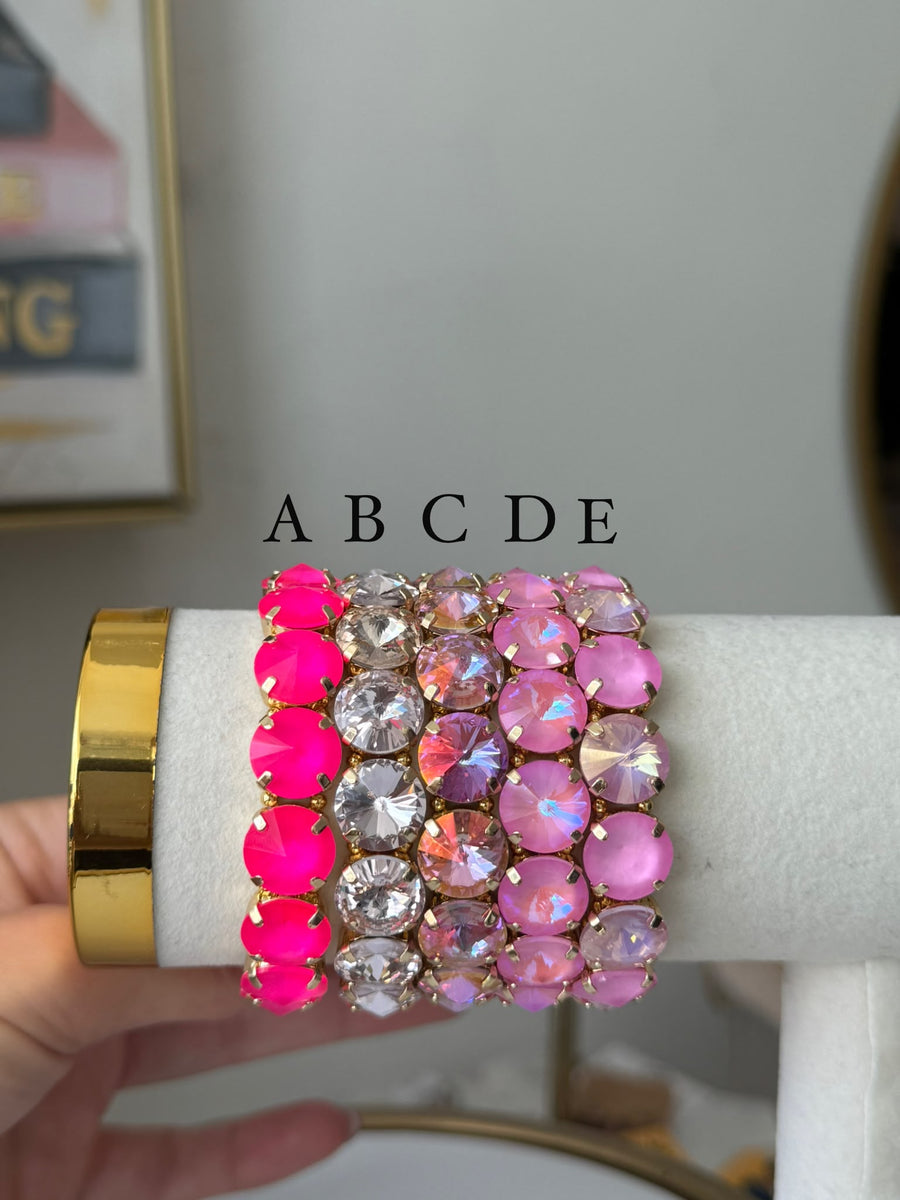 PINK SWAROVSKI THICK ELASTIC BRACELETS