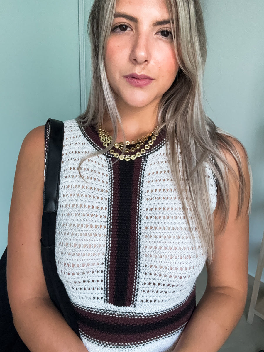 STRIPE DETAIL CROCHET MAXI DRESS