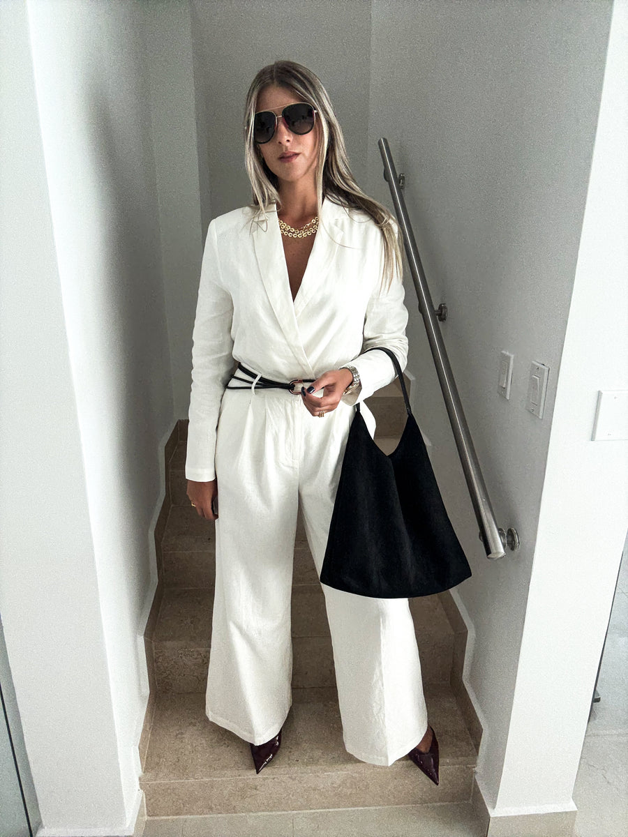 WHITE LINEN BODYSUIT