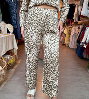 GREEN/BROWN LEOPARD PANTS