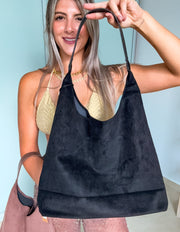 FAUX SUEDE BINDLE BAG