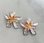 TWO TONE FLOWER EARRINGS