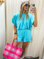 AQUA TOP & SHORT SET