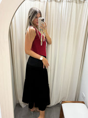 WINE RIBBED TANK BLOUSE