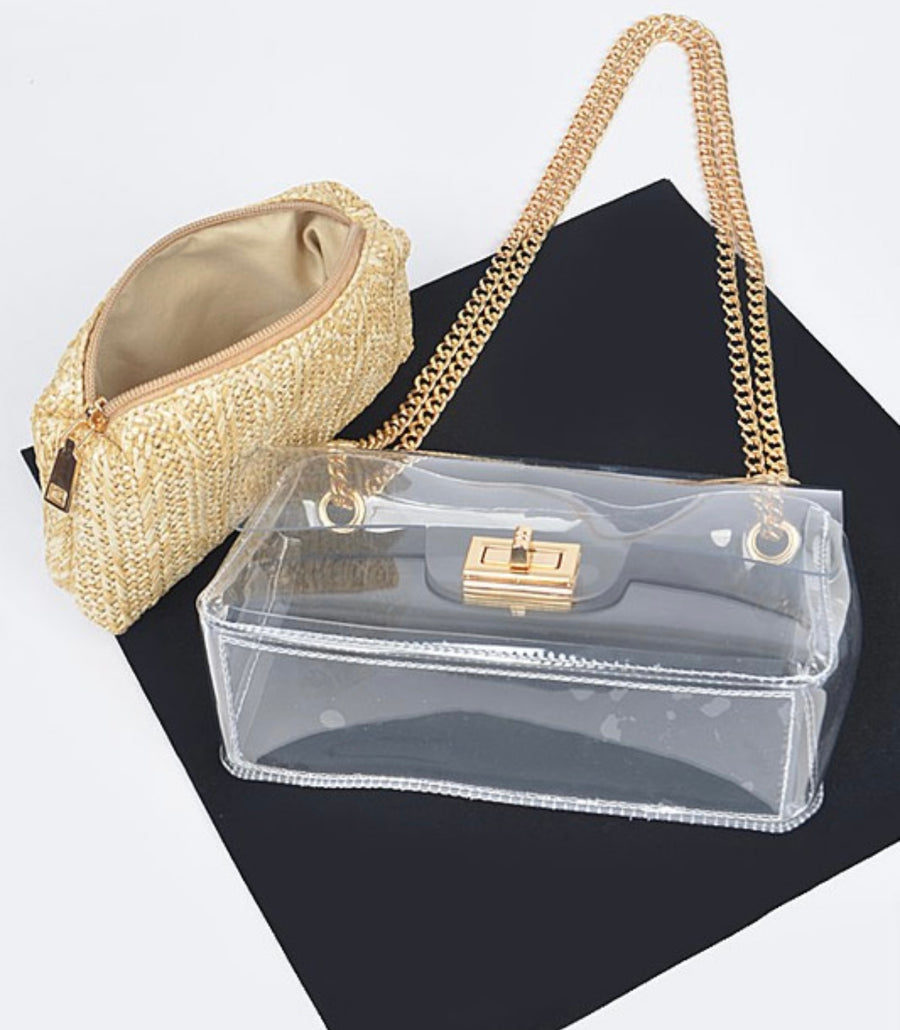 TRANSPARENT CROSSBODY BAG W/POUCH