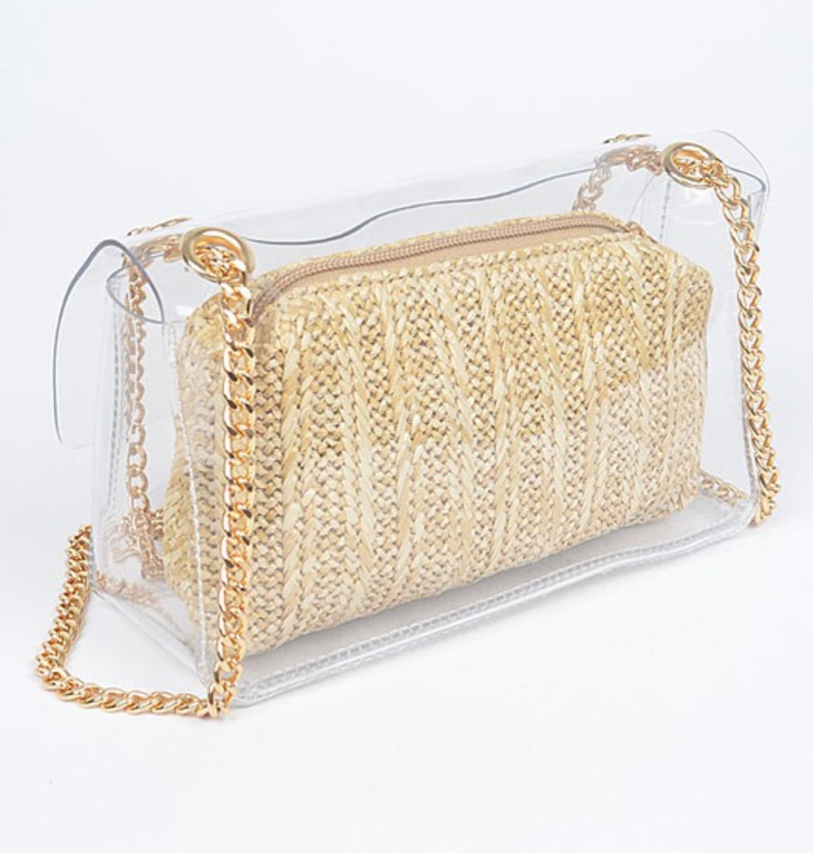 TRANSPARENT CROSSBODY BAG W/POUCH