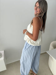BLUE/WHITE STRIPED JOGGERS
