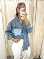 TENCEL DENIM PATCHWORK BLOUSON