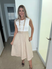 WHITE/BEIGE DRESS