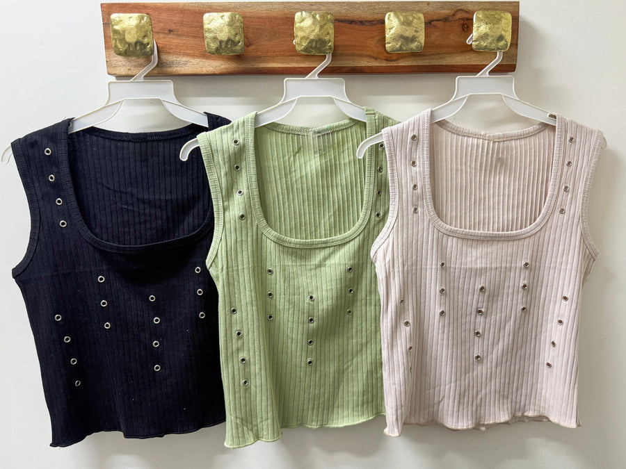 METAL EYELET TANK TOPS
