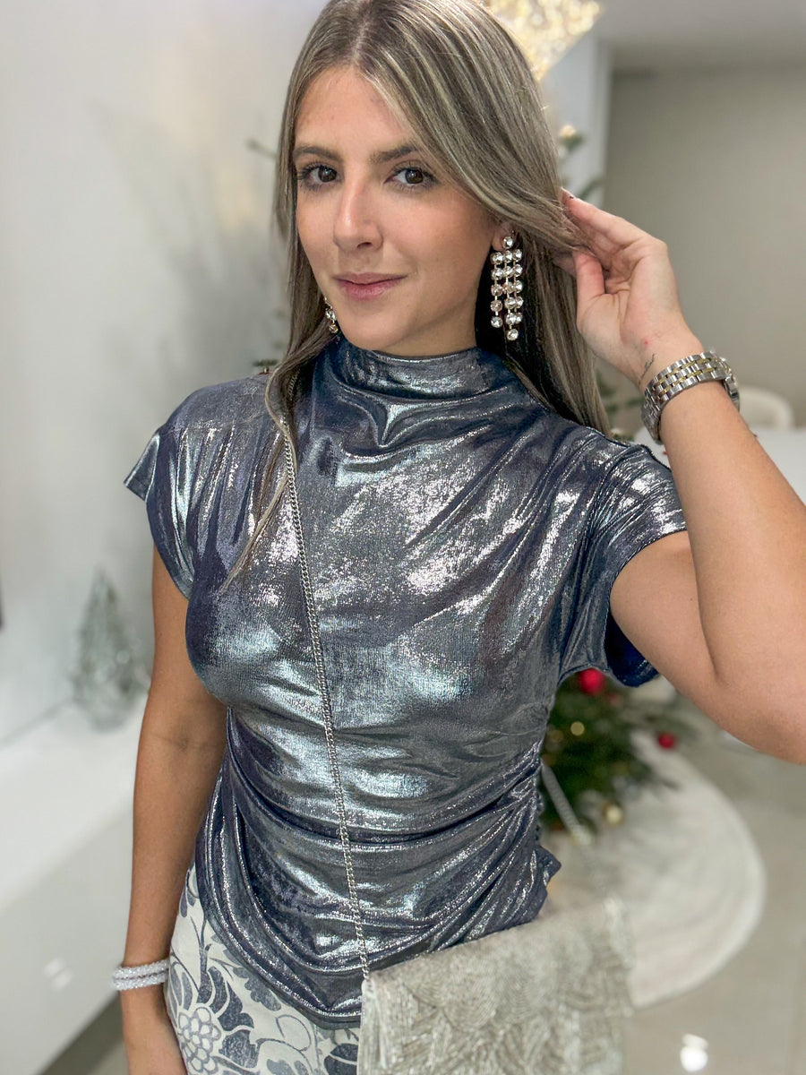 METALLIC BLUE TOP