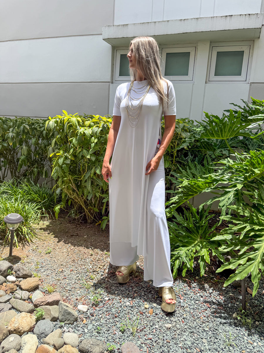 PIA WHITE SHORT SLEEVES TOP & PANT SET