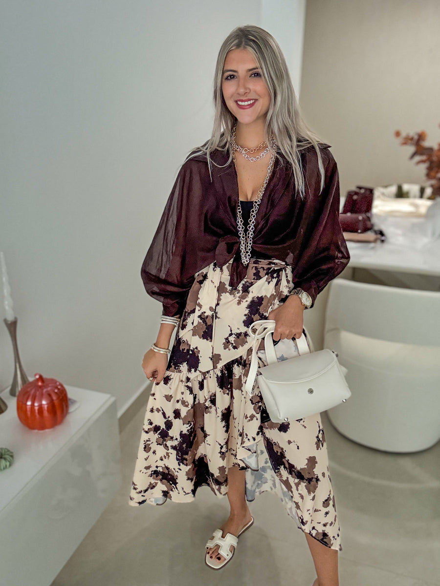 COW PRINT WRAP AROUND SKIRT