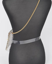 RHINESTONE BELT BAG W/CHAIN