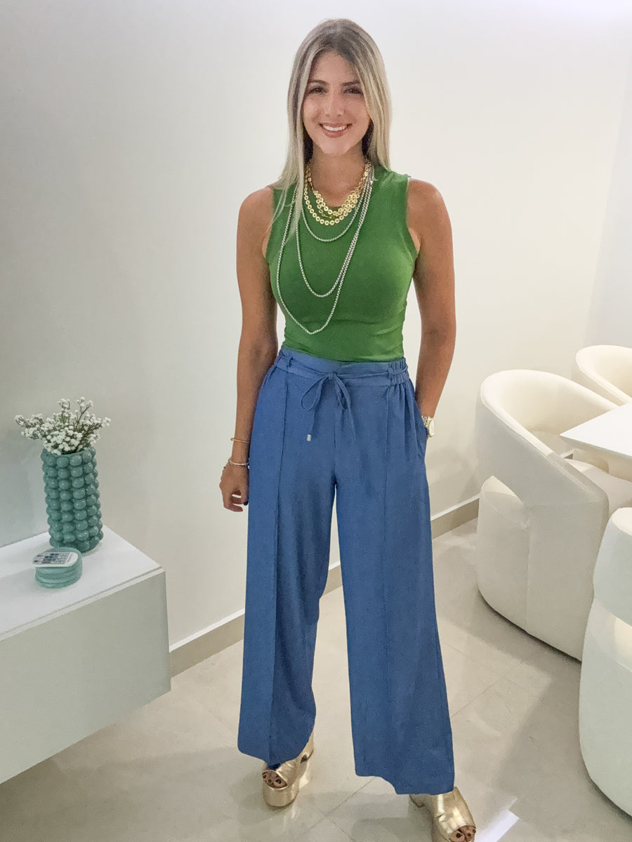 MEDIUM DENIM WIDE LEG PANTS