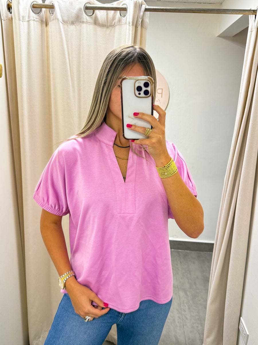 PINK DOLMAN SLEEVES TUNIC BLOUSE