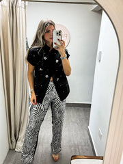 BLACK/SILVER SEQUIN STRETCHY PANTS