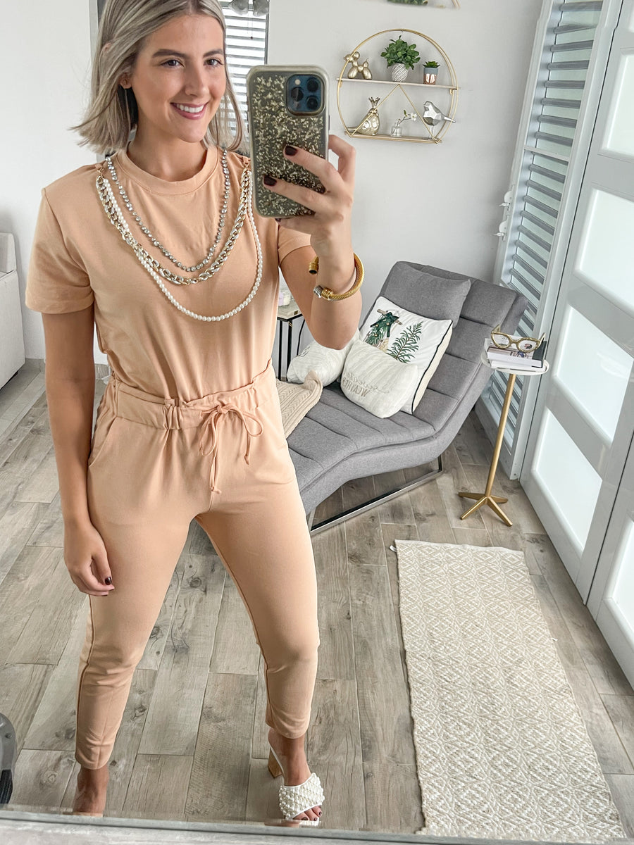 BEIGE CHAINS JUMPSUIT