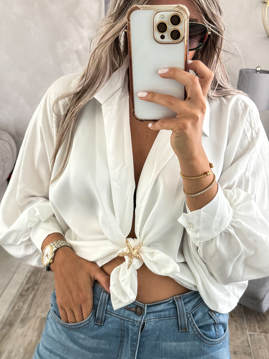 ONE SIZE SATIN KNOT BLOUSE