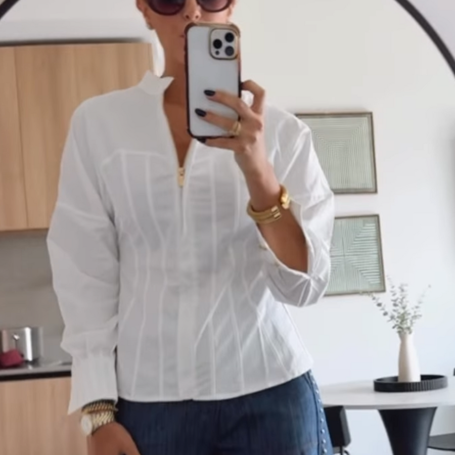 WHITE CORCET ZIPPER TOP