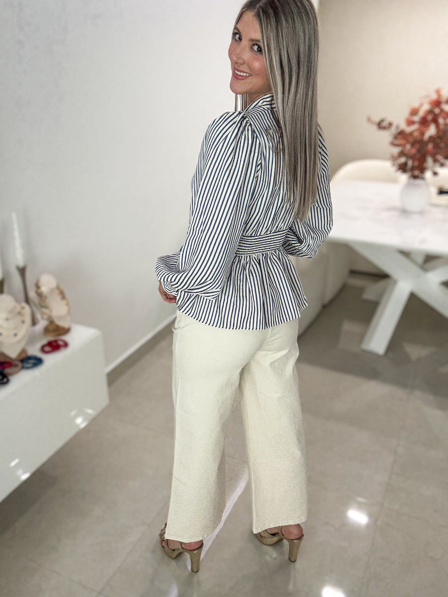 CREAM FRONT POCKET PANTS