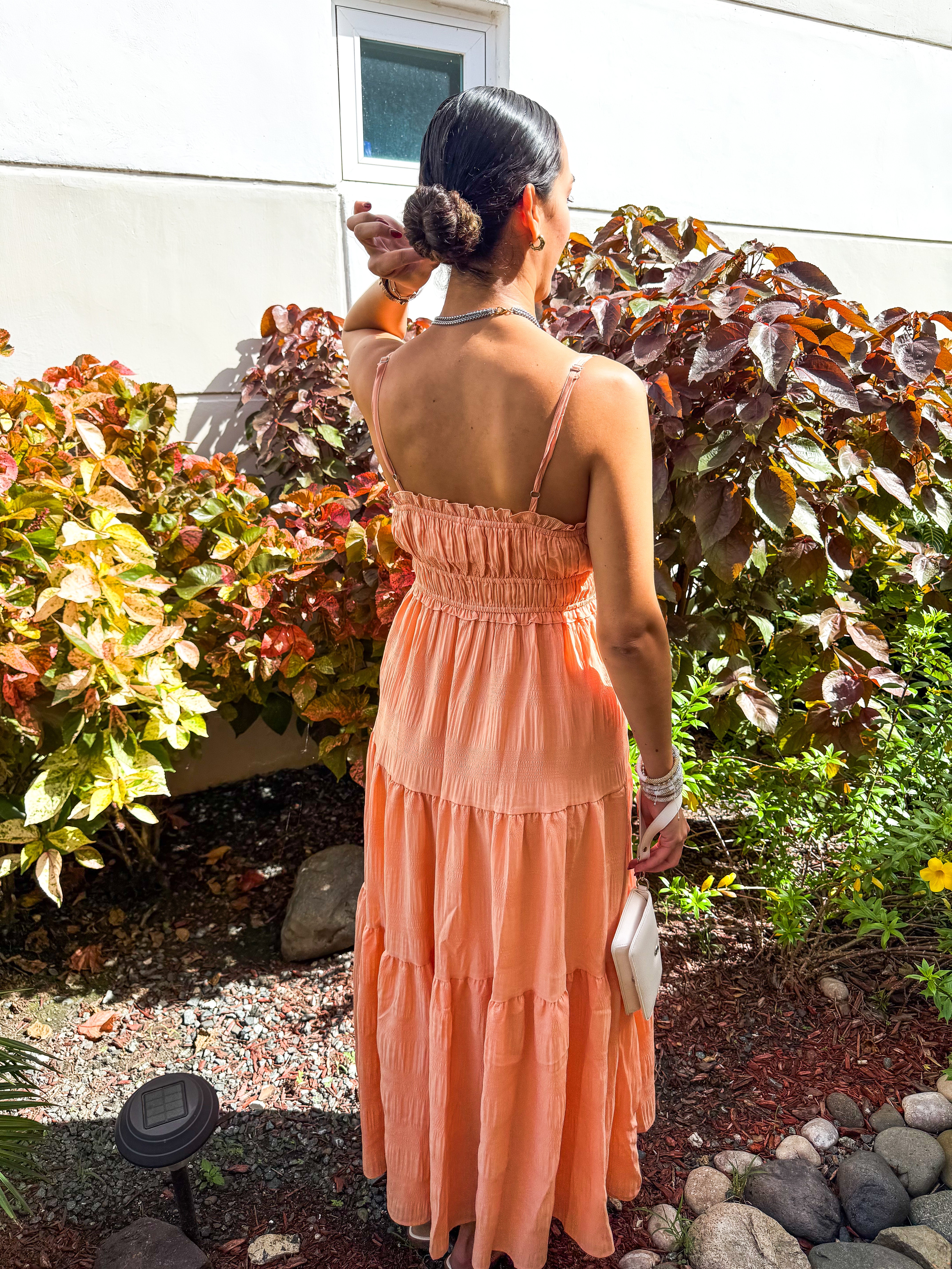PEACH TIERED MAXI DRESS