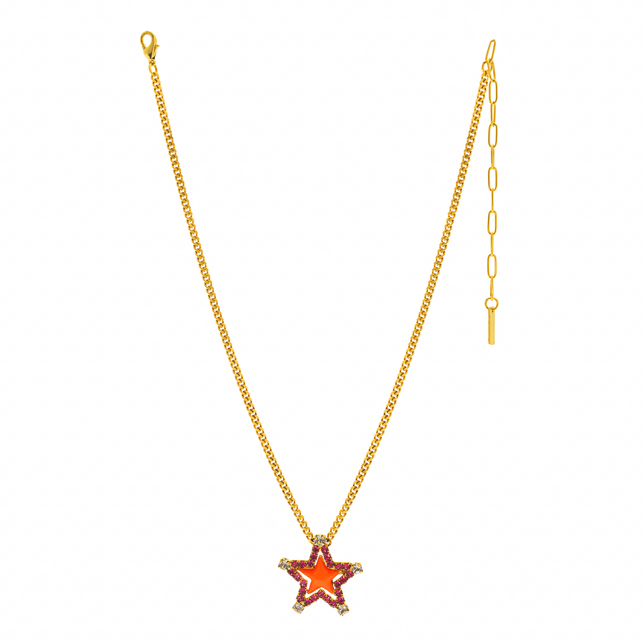 FUCHSIA/ORANGE SWEET STAR NECKLACE