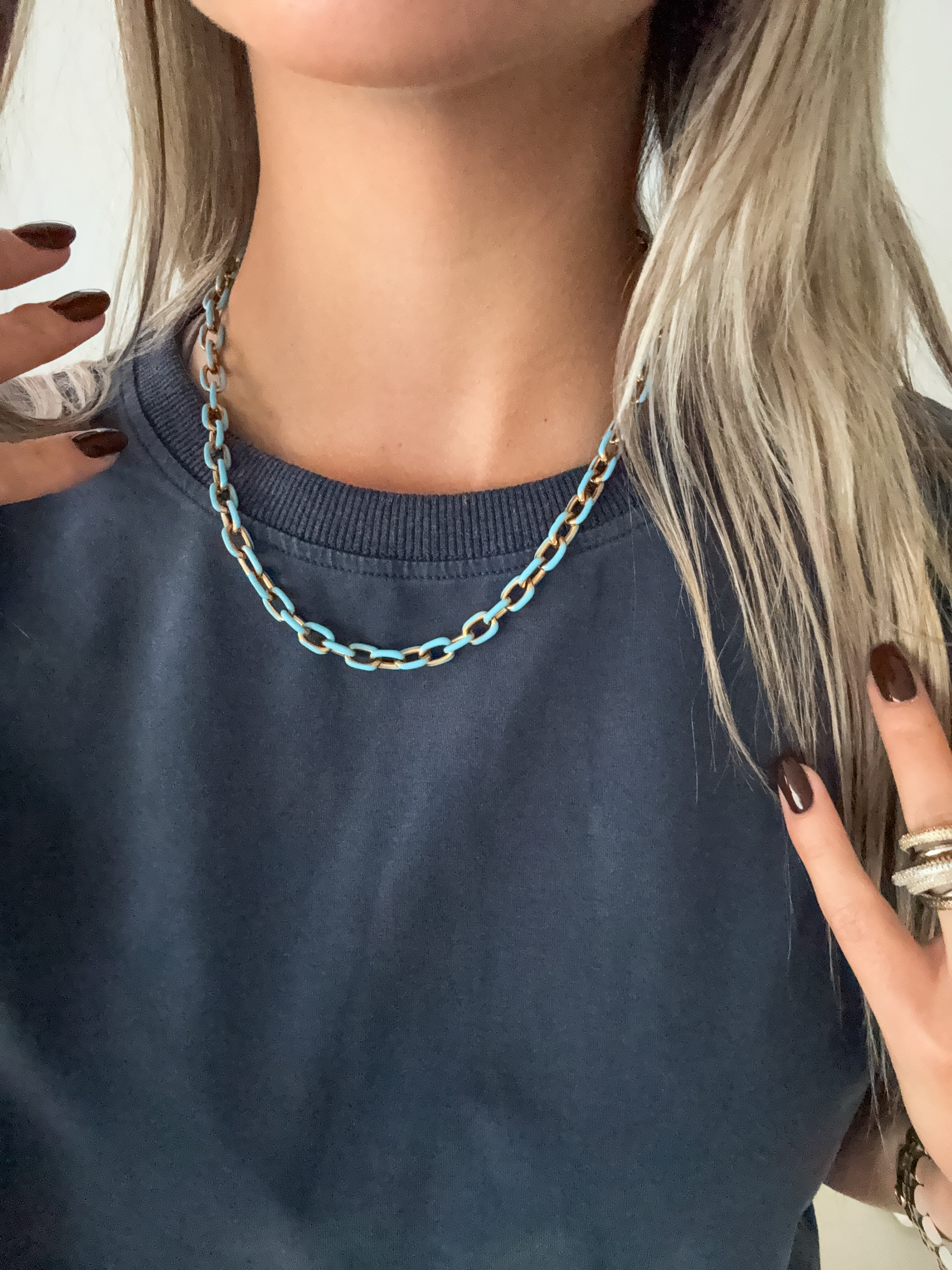 ENAMEL/GOLD CHAIN NECKLACES