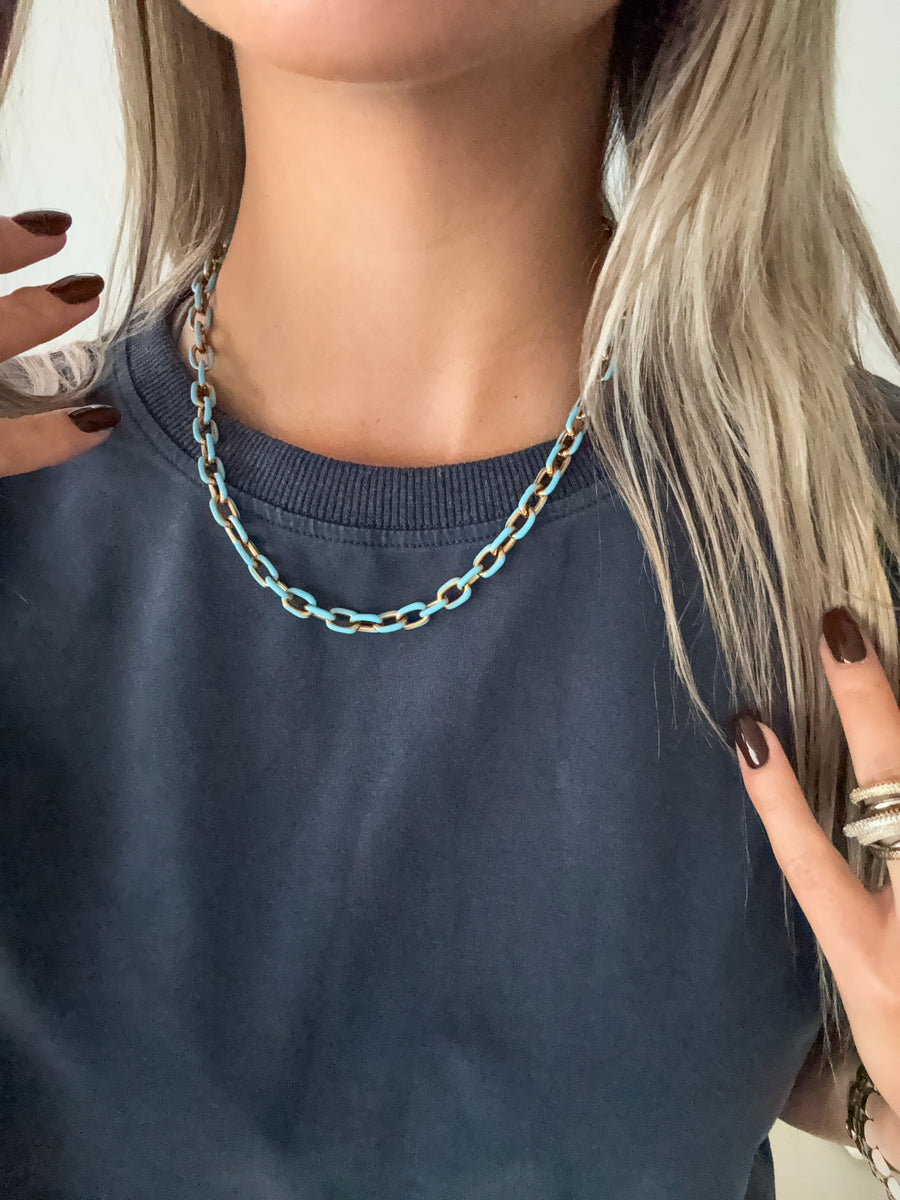 ENAMEL/GOLD CHAIN NECKLACES
