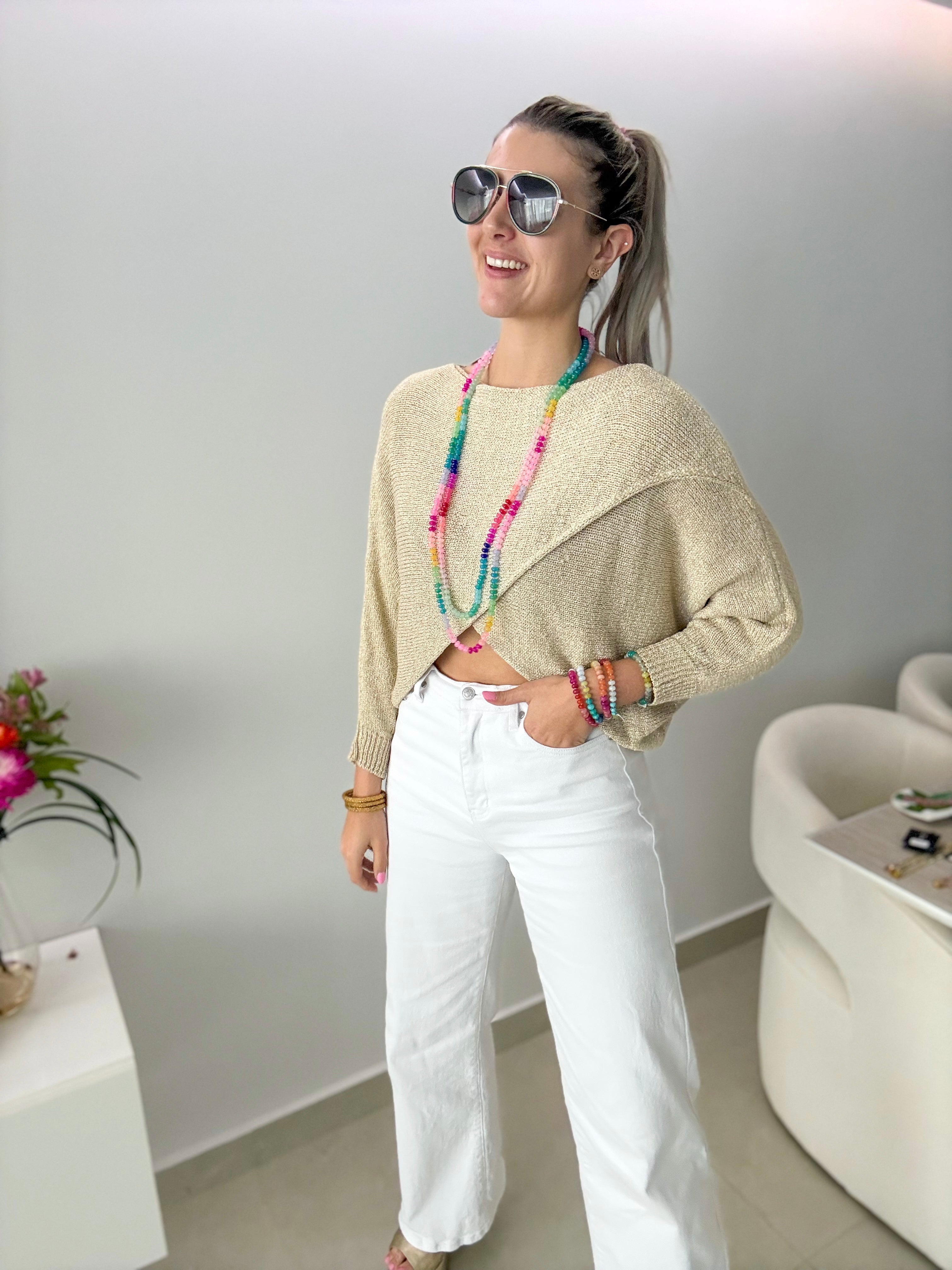 GOLD METALLIC KNITTED BLOUSE
