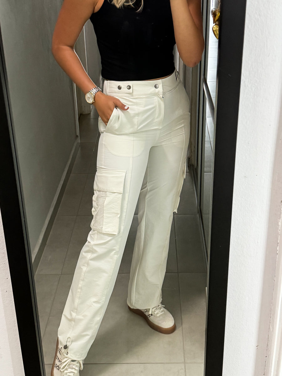 BONE WHITE CARGO PANTS