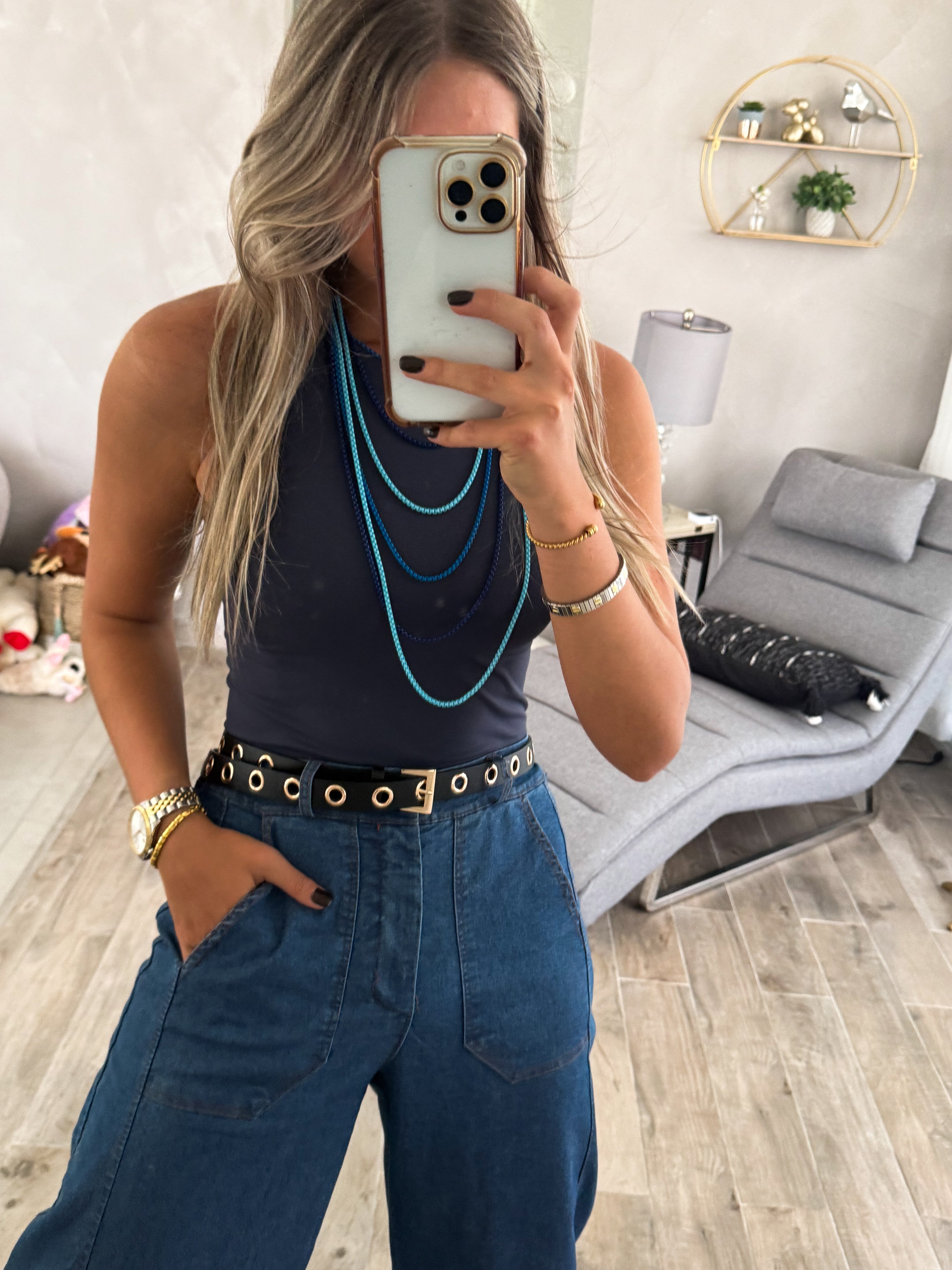 BLACK EYELET BELT