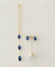 LONG GEM NECKLACE SET ALL BLUE