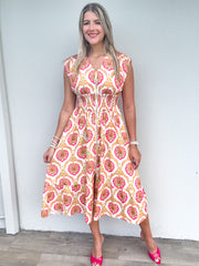 NEON PRINT ZIPPER MIDI DRESS