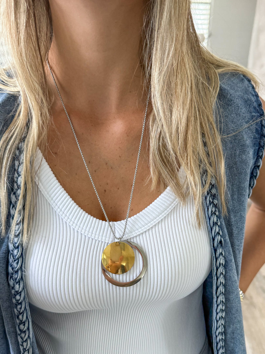 TWO TONE LONG NECKLACE
