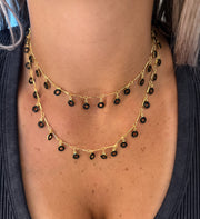 BLACK DANGLING CIRCLES NECKLACE