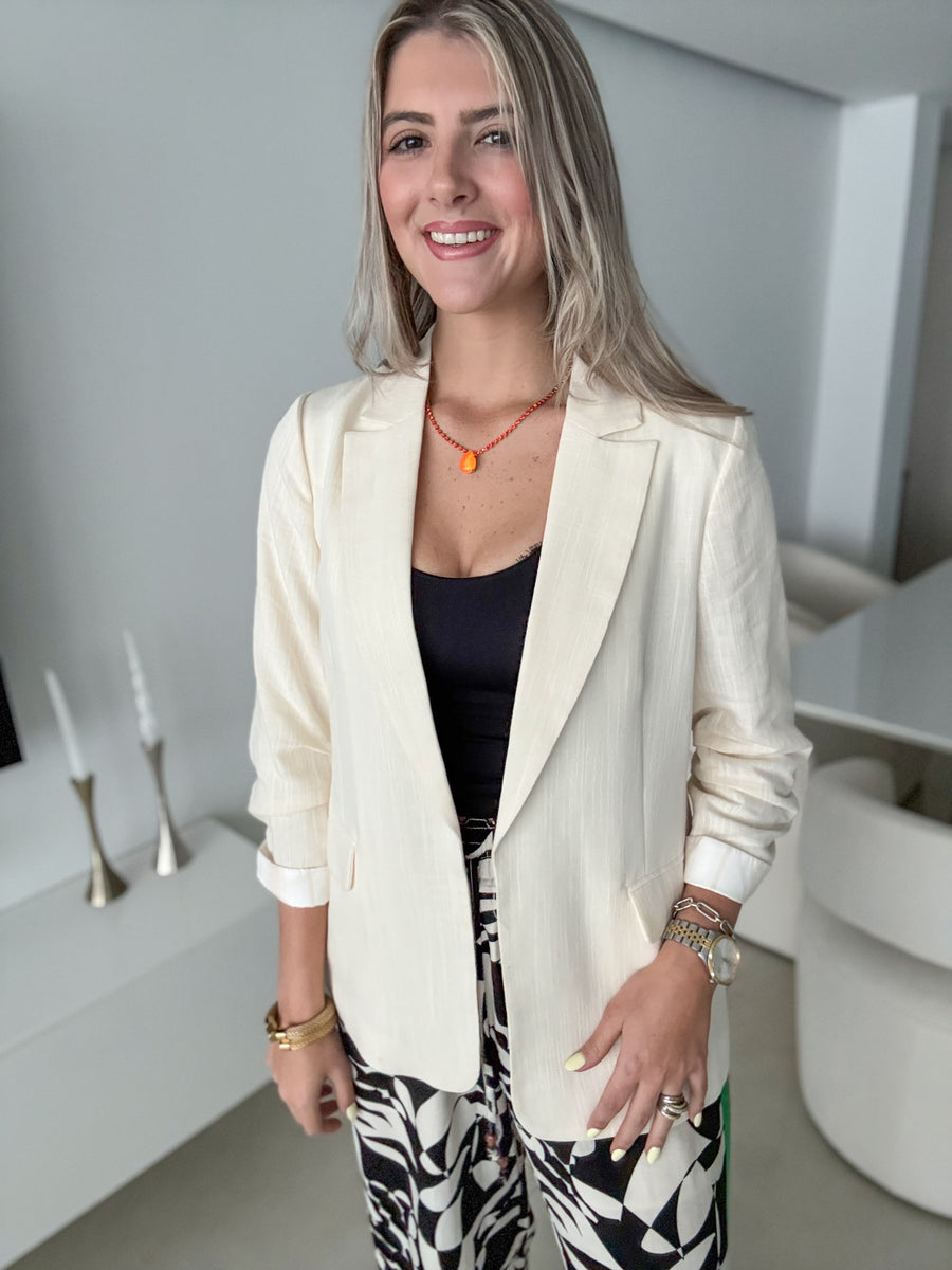 NATURAL LINEN TAILORED BLAZER