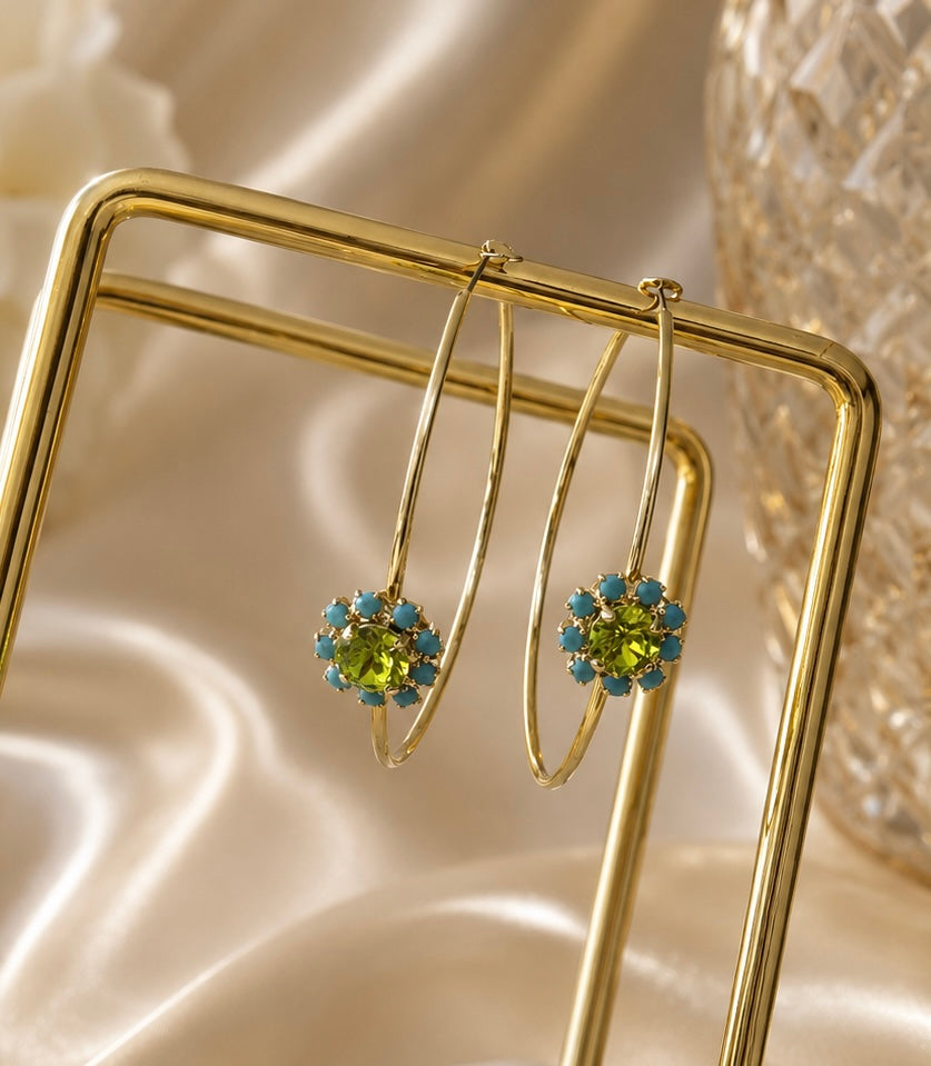 BIANCA HOOP EARRING IN LIME TURQUOISE